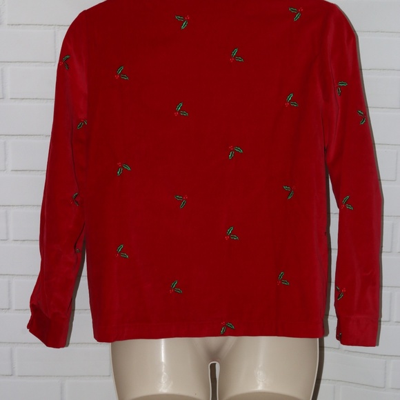 Christmas Quaker Factory Sz M Red Holly Jacket - Picture 6 of 7
